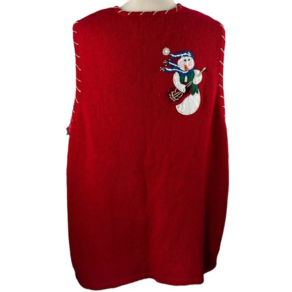 Vintage Heirloom Collectibles Red Musical Snowman Vest Size 1X - Picture 3 of 11